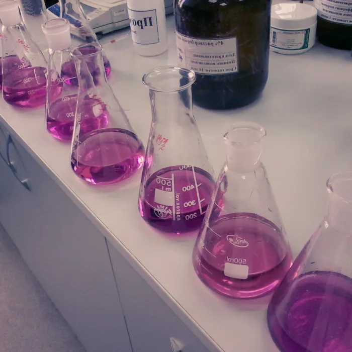 Колбы с фиолетовым веществом